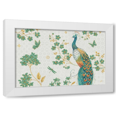 Ornate Peacock IV Master White Modern Wood Framed Art Print by Daphne, Brissonnet