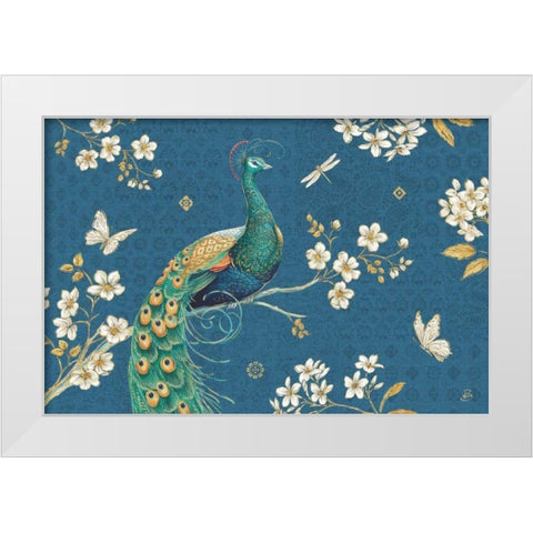 Ornate Peacock III Master White Modern Wood Framed Art Print by Daphne, Brissonnet