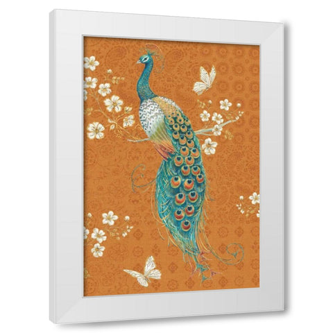 Ornate Peacock X Spice White Modern Wood Framed Art Print by Brissonnet, Daphne