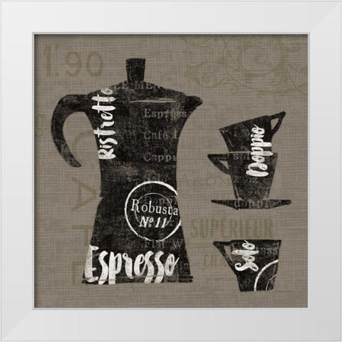 Linen Coffee I White Modern Wood Framed Art Print by Schlabach, Sue