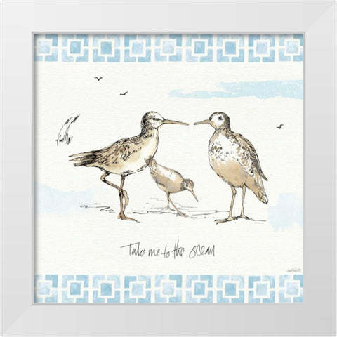 Sandpiper Sea III White Modern Wood Framed Art Print by Tavoletti, Anne