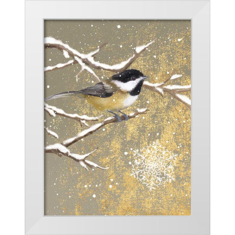 Winter Birds Chickadee Color White Modern Wood Framed Art Print by Grove, Beth