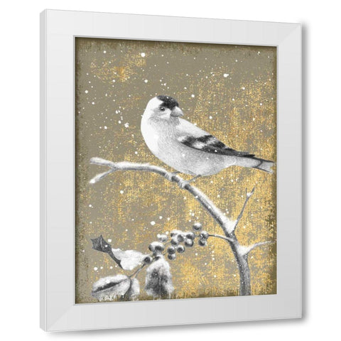 Winter Birds Goldfinch Neutral White Modern Wood Framed Art Print by Grove, Beth