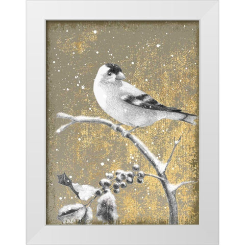 Winter Birds Goldfinch Neutral White Modern Wood Framed Art Print by Grove, Beth
