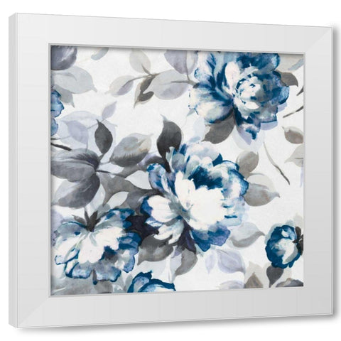 Scent of Roses Indigo II White Modern Wood Framed Art Print by Wild Apple Portfolio