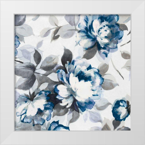 Scent of Roses Indigo II White Modern Wood Framed Art Print by Wild Apple Portfolio