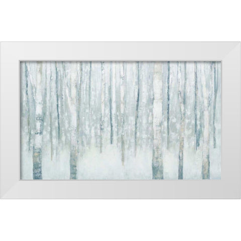 Birches in Winter Blue Gray White Modern Wood Framed Art Print by Purinton, Julia