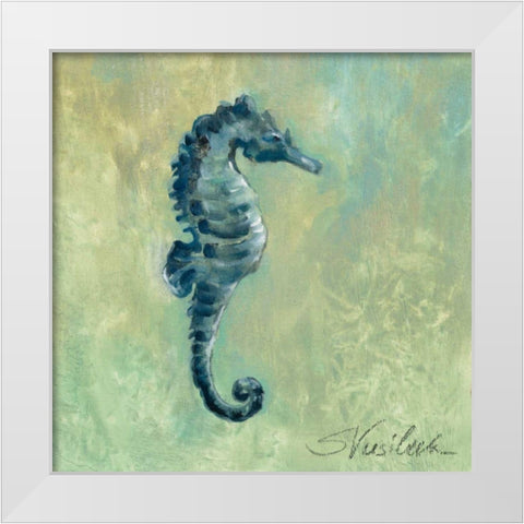 Indigo Sea Life I White Modern Wood Framed Art Print by Vassileva, Silvia