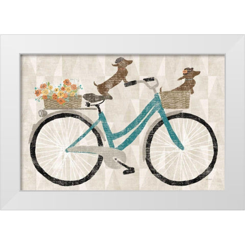 Doxie Ride v.I White Modern Wood Framed Art Print by Schlabach, Sue