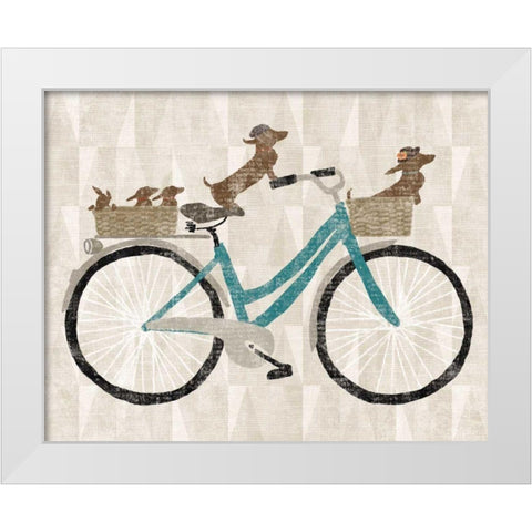 Doxie Ride ver II White Modern Wood Framed Art Print by Schlabach, Sue