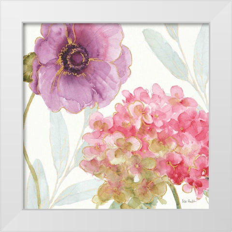 Rainbow Seeds Flowers V White Modern Wood Framed Art Print by Audit, Lisa