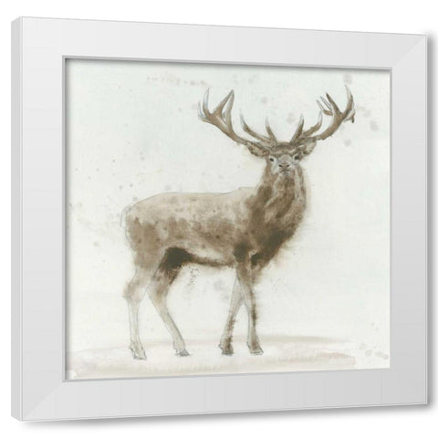 Stag v.2  White Modern Wood Framed Art Print by Wiens, James