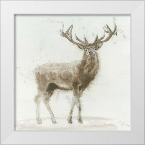 Stag v.2  White Modern Wood Framed Art Print by Wiens, James