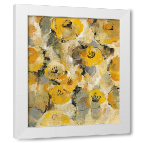 Yellow Floral II White Modern Wood Framed Art Print by Vassileva, Silvia