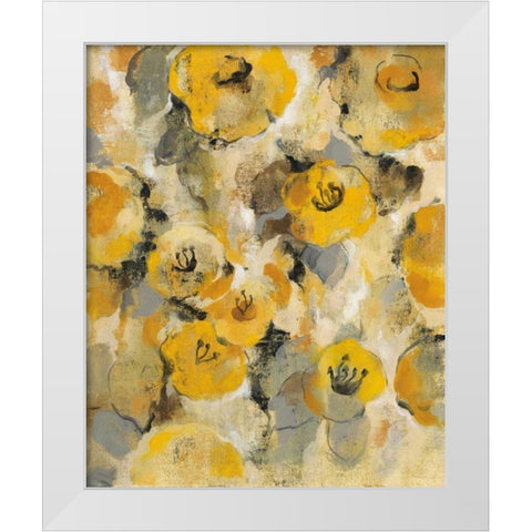 Yellow Floral II White Modern Wood Framed Art Print by Vassileva, Silvia