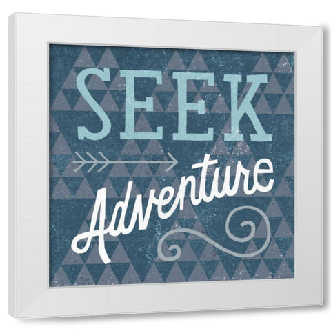 Mod Triangles Seek Adventure Blue White Modern Wood Framed Art Print by Mullan, Michael