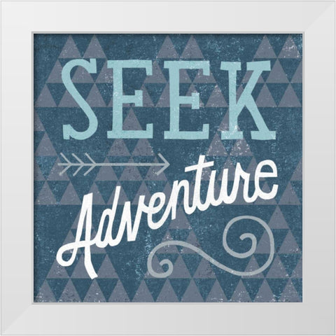 Mod Triangles Seek Adventure Blue White Modern Wood Framed Art Print by Mullan, Michael