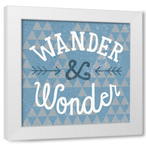 Mod Triangles Wander and Wonder Blue White Modern Wood Framed Art Print by Mullan, Michael