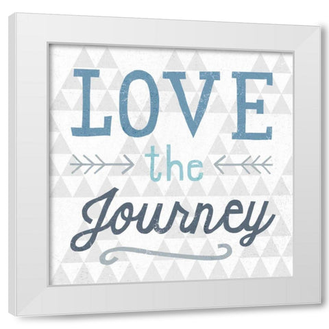 Mod Triangles Love the Journey Blue White Modern Wood Framed Art Print by Mullan, Michael
