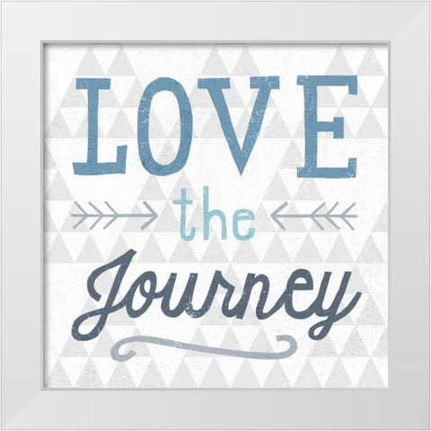 Mod Triangles Love the Journey Blue White Modern Wood Framed Art Print by Mullan, Michael