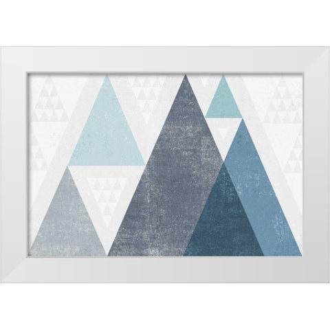 Mod Triangles I Blue White Modern Wood Framed Art Print by Mullan, Michael