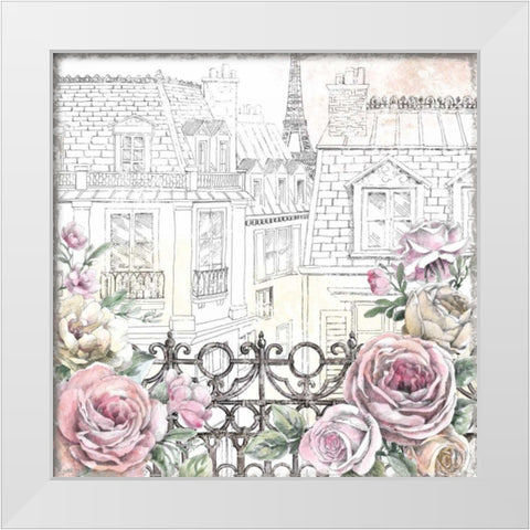 Paris Roses II White Modern Wood Framed Art Print by Grove, Beth