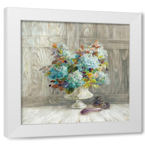 Rustic Florals White Modern Wood Framed Art Print by Nai, Danhui