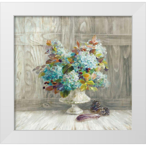 Rustic Florals White Modern Wood Framed Art Print by Nai, Danhui