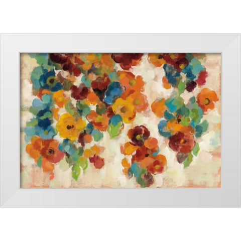 Spice and Turquoise Florals White Modern Wood Framed Art Print by Vassileva, Silvia