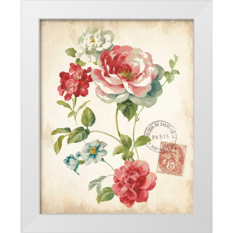 Elegant Floral II Vintage v2 White Modern Wood Framed Art Print by Nai, Danhui