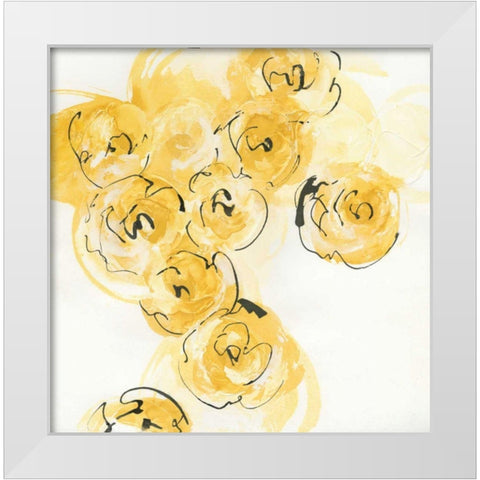 Yellow Roses Anew I v.2 White Modern Wood Framed Art Print by Paschke, Chris
