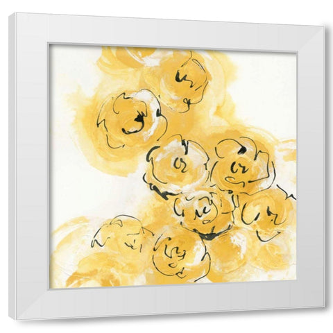 Yellow Roses Anew II v.2 White Modern Wood Framed Art Print by Paschke, Chris