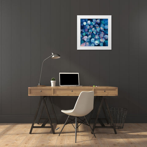 Midnight Blue Hydrangeas White Modern Wood Framed Art Print by Hageman, Marilyn