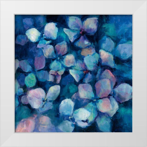 Midnight Blue Hydrangeas White Modern Wood Framed Art Print by Hageman, Marilyn