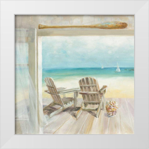 Seaside Morning Crop White Modern Wood Framed Art Print by Nai, Danhui