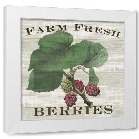 Farm Fresh Raspberries White Modern Wood Framed Art Print by Schlabach, Sue