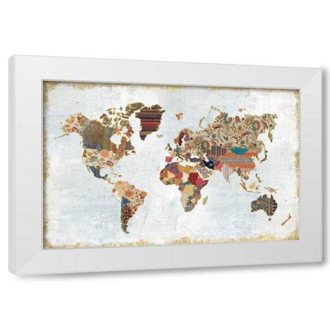 Pattern World Map White Modern Wood Framed Art Print by Marshall, Laura