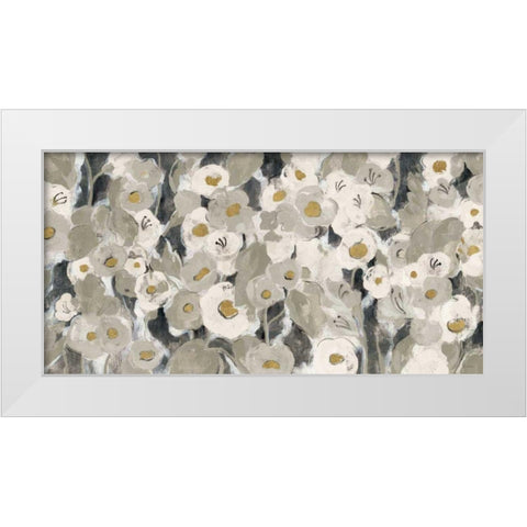 Velvety Florals Neutral  White Modern Wood Framed Art Print by Vassileva, Silvia