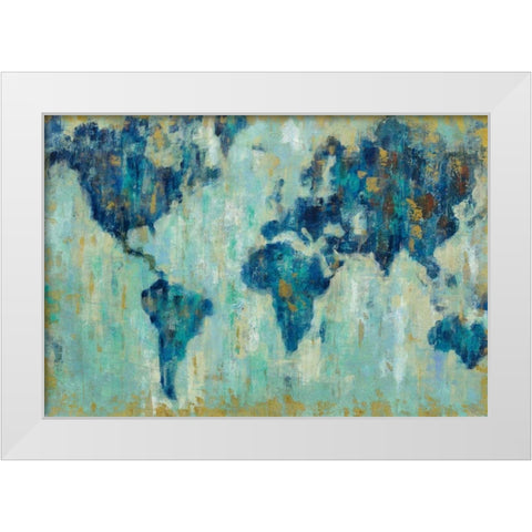 Map of the World White Modern Wood Framed Art Print by Vassileva, Silvia