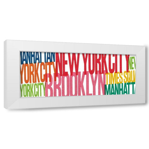 New York City Life Words White Modern Wood Framed Art Print by Mullan, Michael