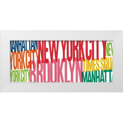 New York City Life Words White Modern Wood Framed Art Print by Mullan, Michael