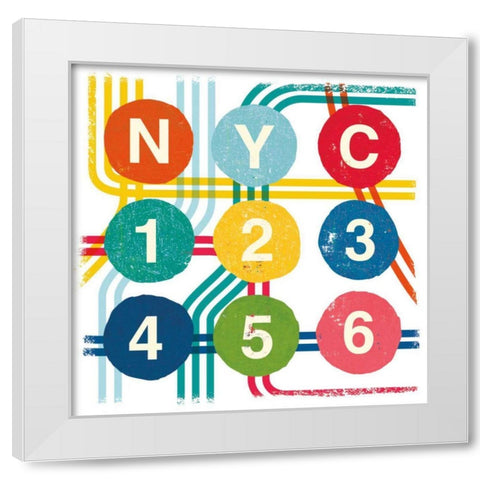New York City Life Subway White Modern Wood Framed Art Print by Mullan, Michael