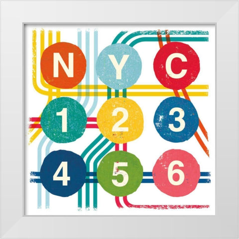 New York City Life Subway White Modern Wood Framed Art Print by Mullan, Michael