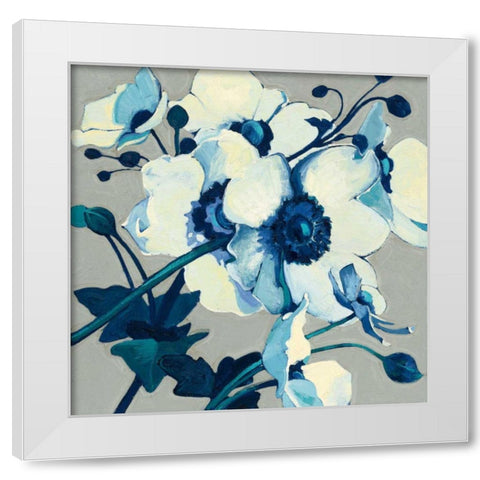 Anemones Japonaises II White Modern Wood Framed Art Print by Novak, Shirley