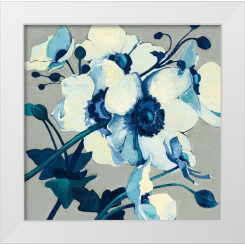 Anemones Japonaises II White Modern Wood Framed Art Print by Novak, Shirley