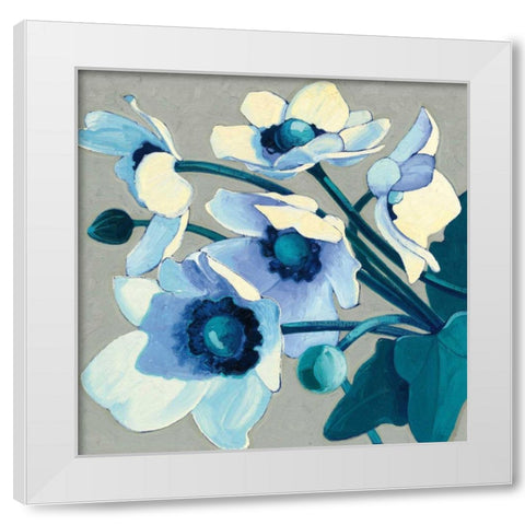 Anemones Japonaises III White Modern Wood Framed Art Print by Novak, Shirley