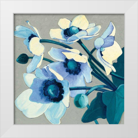 Anemones Japonaises III White Modern Wood Framed Art Print by Novak, Shirley