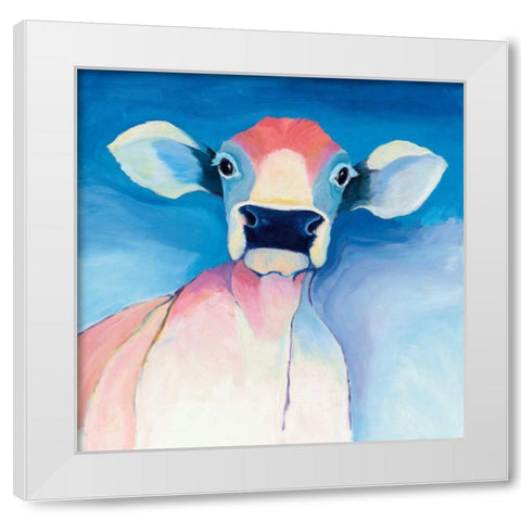 Bella Blue White Modern Wood Framed Art Print by Tillmon, Avery