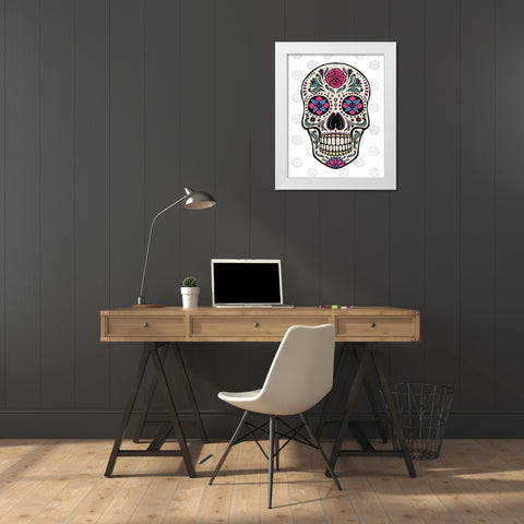 Sugar Skull on Gray White Modern Wood Framed Art Print by Penner, Janelle