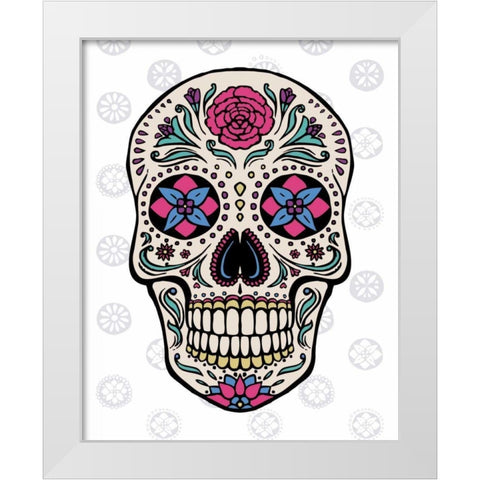 Sugar Skull on Gray White Modern Wood Framed Art Print by Penner, Janelle